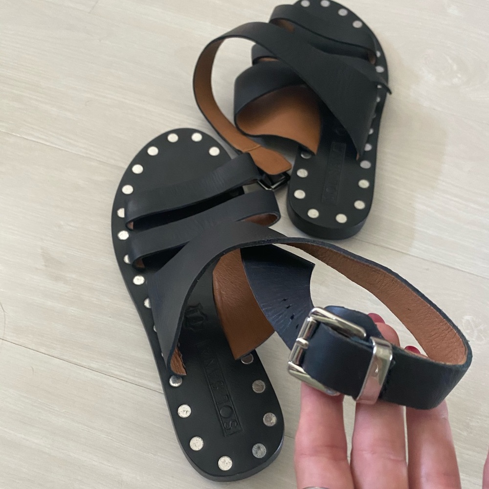 SOL SANA Black leather sandals
